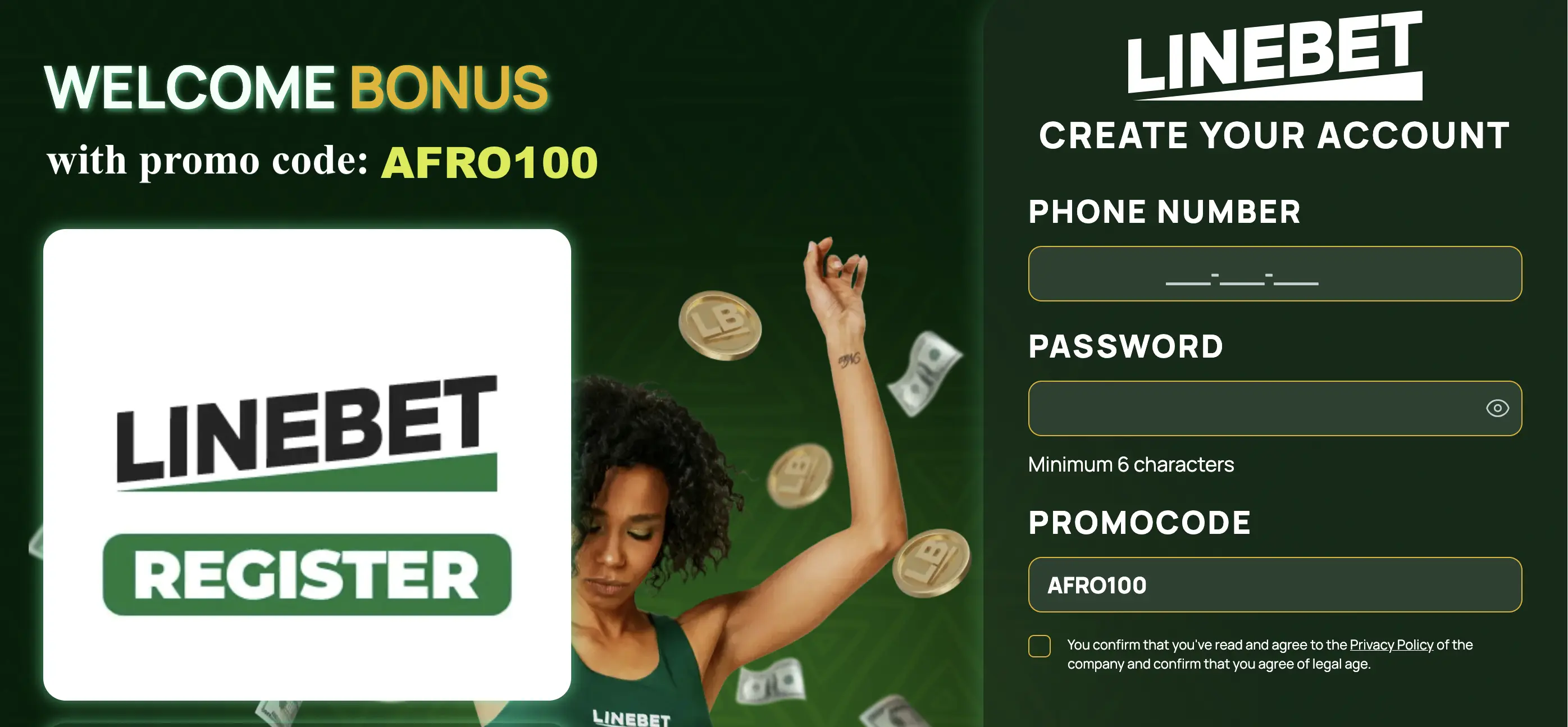 Linebet Nigeria ₦160,000 welcome bonus with promo code AFRO100